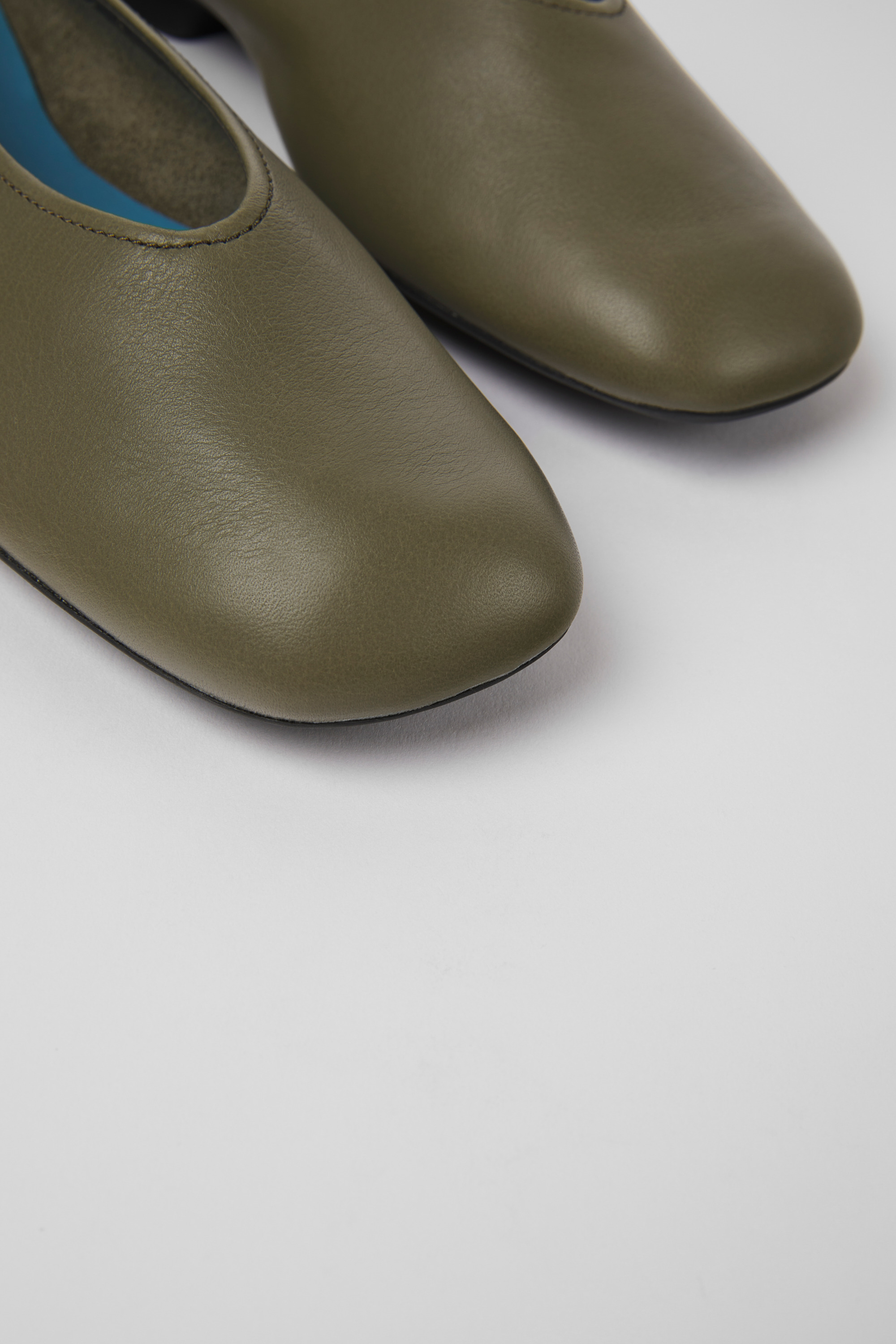 Casi Myra - Green leather ballerinas for women