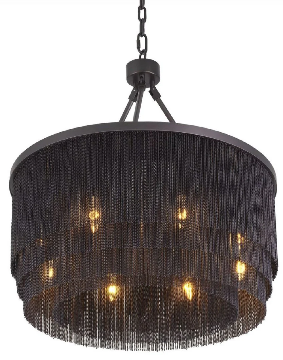 Casa Padrino araña de luces de acero de lujo bronce Ø 60 x A. 68 cm - Araña de Luces Redonda para Hoteles y Restaurantes - Calidad de Lujo