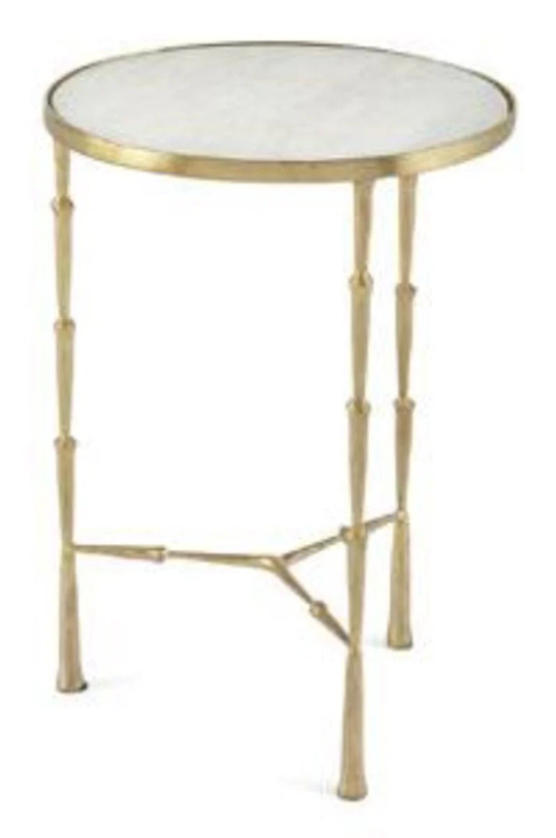 Casa Padrino luxury side table brass Bamboo Gold Finish / white marble 46 x 46 x H 66 cm - Hotel Collection