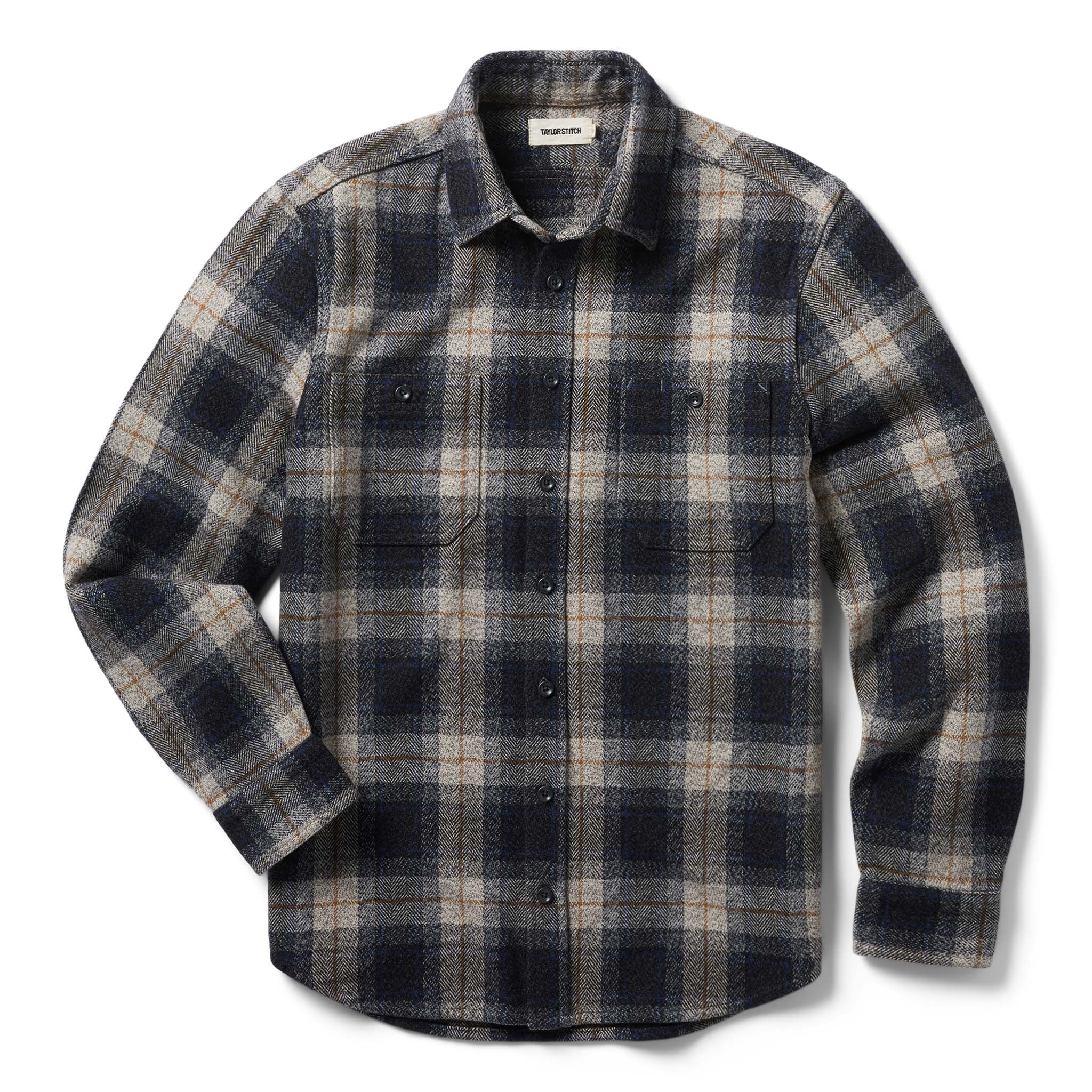 The Utility Shirt in Navy Jaspe Herringbone Plaid