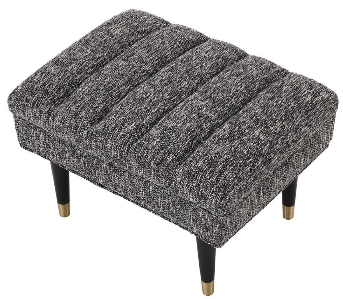 Casa Padrino banco de lujo negro / lat¨®n 68 x 50 x A. 45 cm - Banco tapizado de madera maciza - Muebles de Sala de Estar - Muebles de Hotel - Colecci¨®n de Lujo