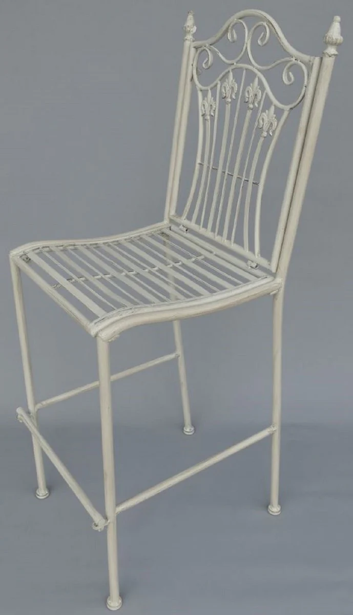 Casa Padrino conjunto de muebles de jardín Art Nouveau blanco rústico - 1 Mesa de Bar y 2 Sillas de Bar - Muebles de Jardín Nostálgicos