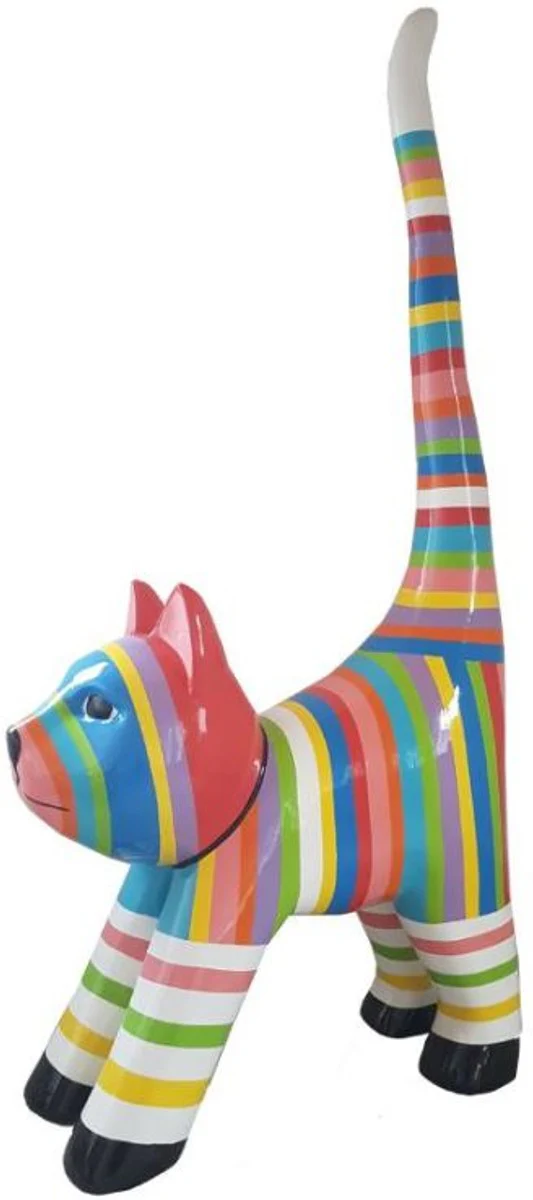 Casa Padrino escultura decoración de diseño de jardín gato multicolor rayas A. 190 cm - Figura Animal - Figura Jardín