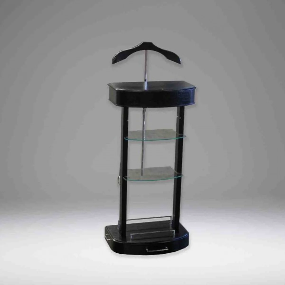 Casa Padrino designer luxury dressing stand with mirror and shelves black - Dressboy - clothes rack suit stands - Empire Art Deco Art Nouveau Baroque Biedermeier