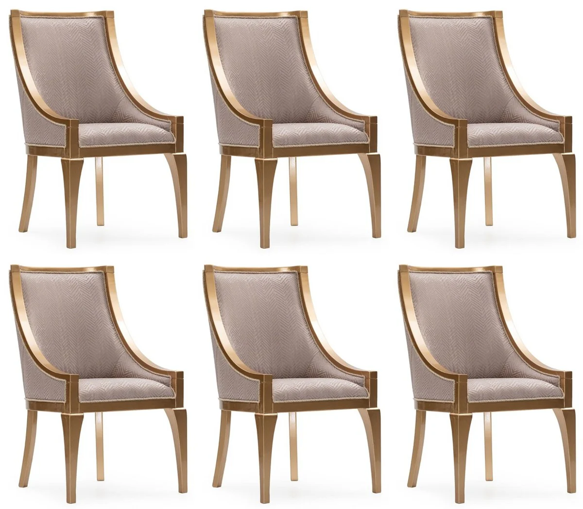 Casa Padrino conjunto de 6 sillas de comedor barrocos de lujo gris / oro - Sillas de cocina estilo barroco - Magn¨ªficos muebles de comedor de lujo en estilo barroco - Muebles de comedor barrocos