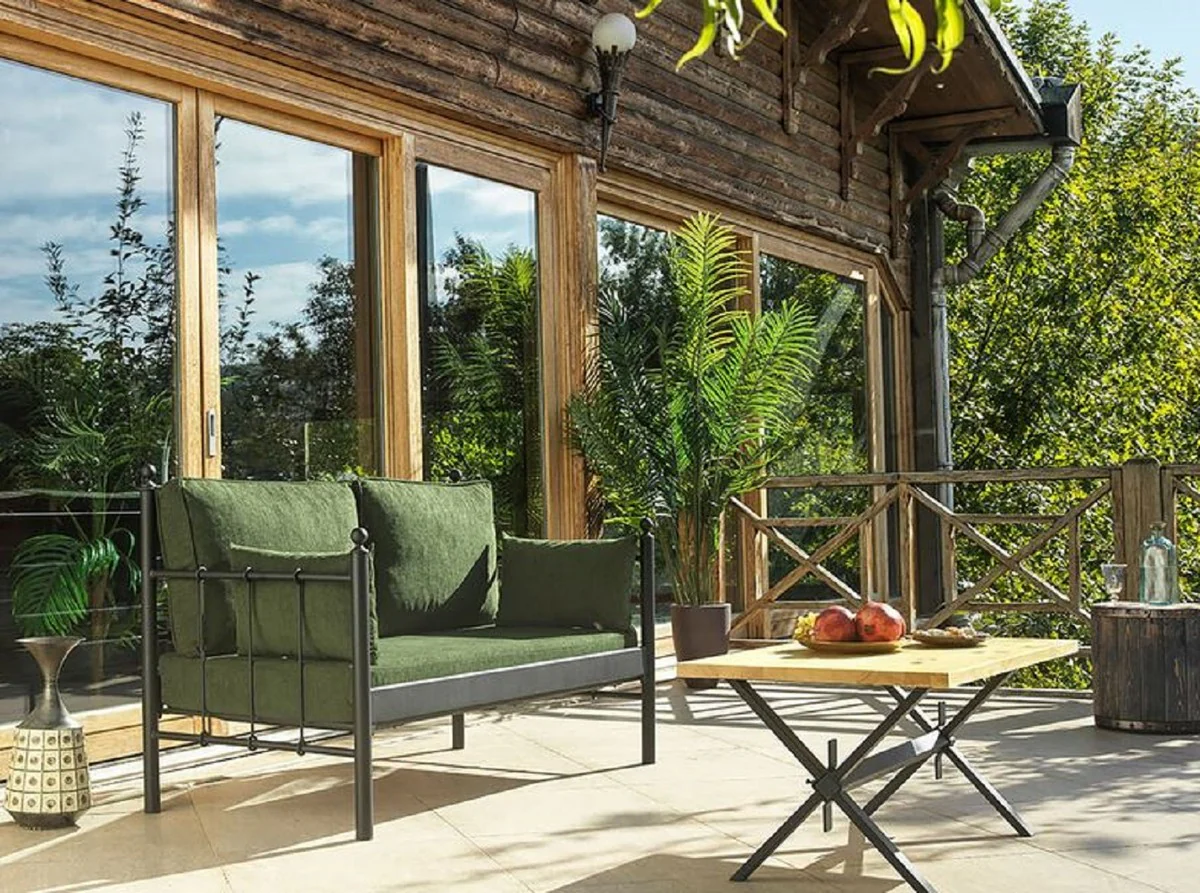 Casa Padrino sof¨¢ de jard¨ªn Art Nouveau negro / verde oscuro 140 x 70 x A. 92 cm - Sof¨¢ de Jard¨ªn - Sof¨¢ de Terraza - Muebles de Jard¨ªn y Terraza Art Nouveau