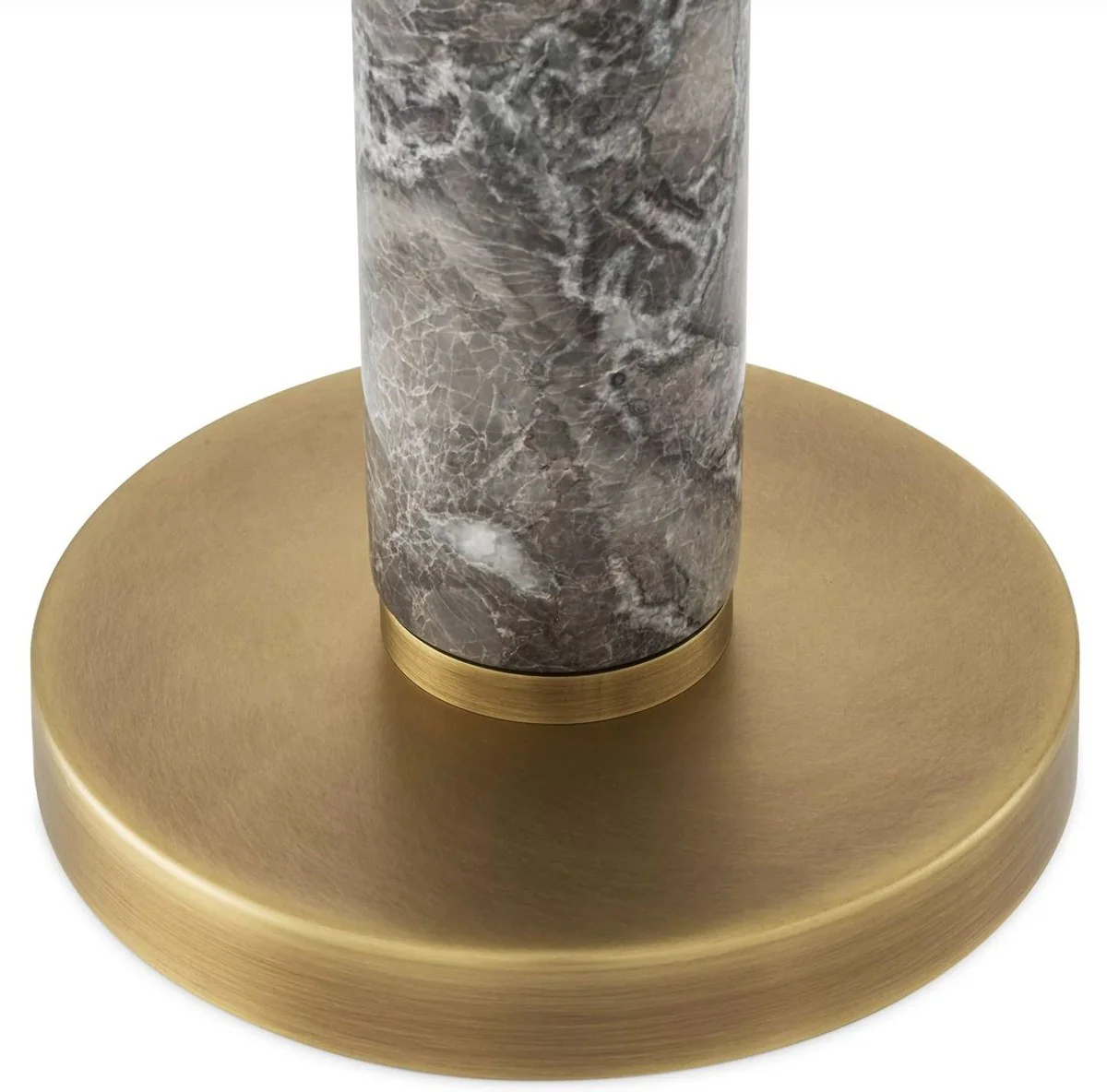 Casa Padrino lámpara de mesa de lujo gris / latón antiguo / blanco Ø 21 x A. 41 cm - Lámpara de escritorio con mármol de alta calidad y pantalla de vidrio - Iluminación de lujo - Muebles de lujo