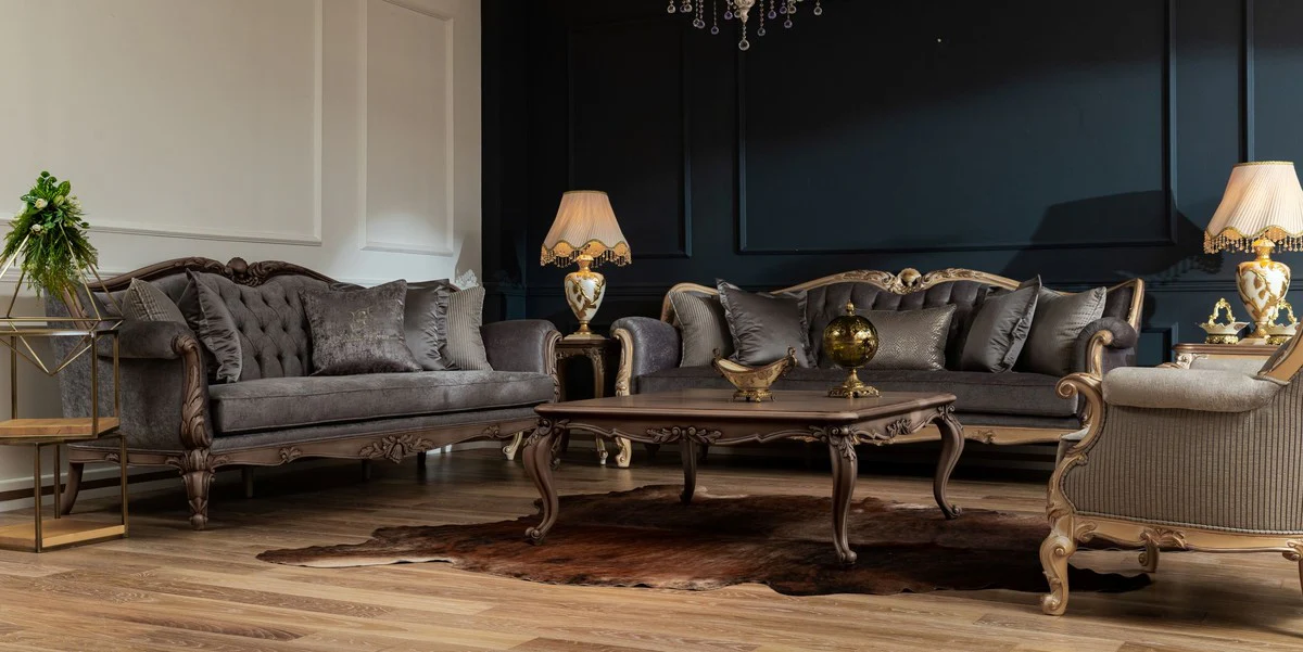 Casa Padrino mesa de centro barroco de lujo marr¨®n - Mesa de sal¨®n de madera maciza hecha a mano - Muebles de sal¨®n barrocos