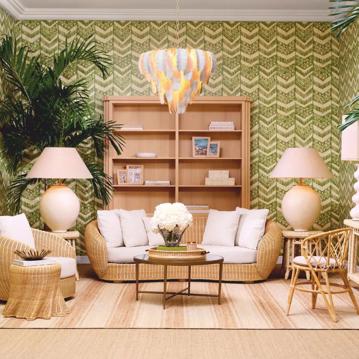 Casa Padrino mesa auxiliar de lujo de rat¨¢n natural 60 x 52 x A. 58 cm - Muebles de lujo