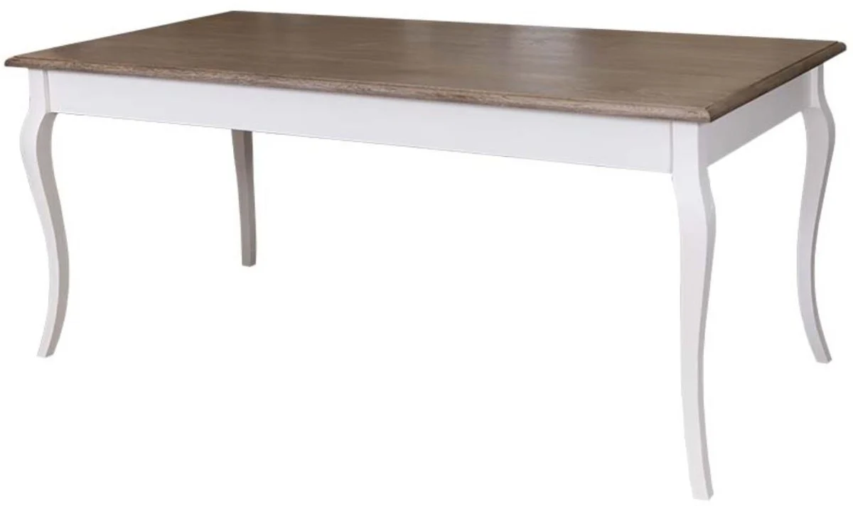 Casa Padrino mesa de centro estilo rural blanco / marr¨®n - Varios Tama?os - Mesa de Comedor con Patas Curvas