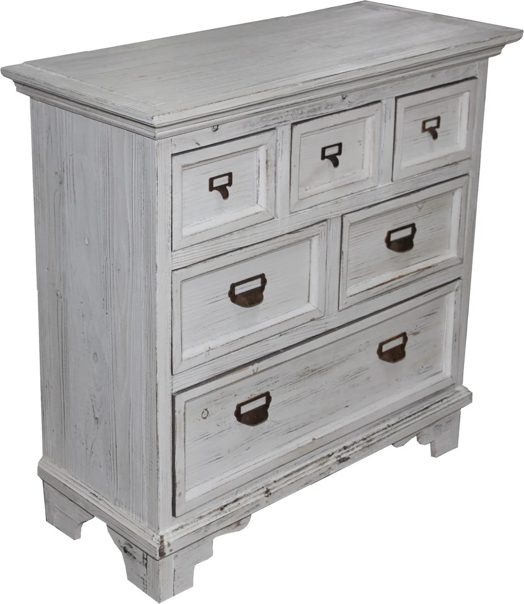 Casa Padrino Shabby Chic country house style chest of drawers with 10 drawers Antique white B 84 cm, H 84 cm - Antique chest of drawers