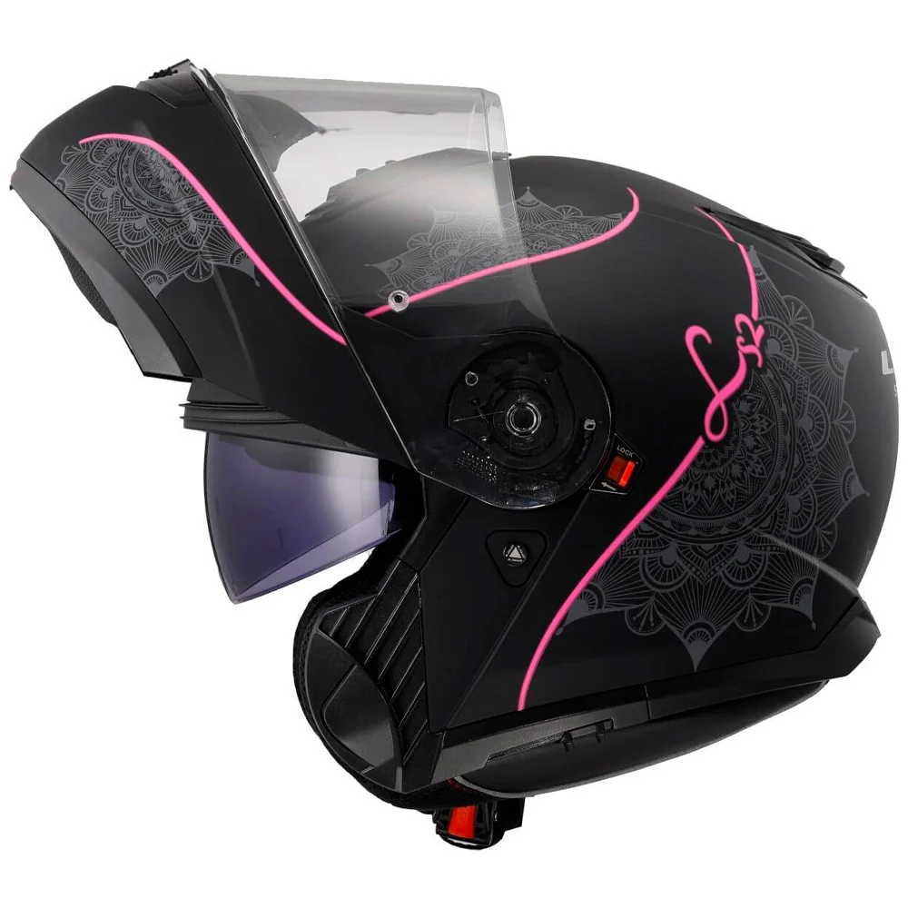 CASCO MODULAR LS2 FF908 STROBE II LUX NEGRO MATE / ROSA