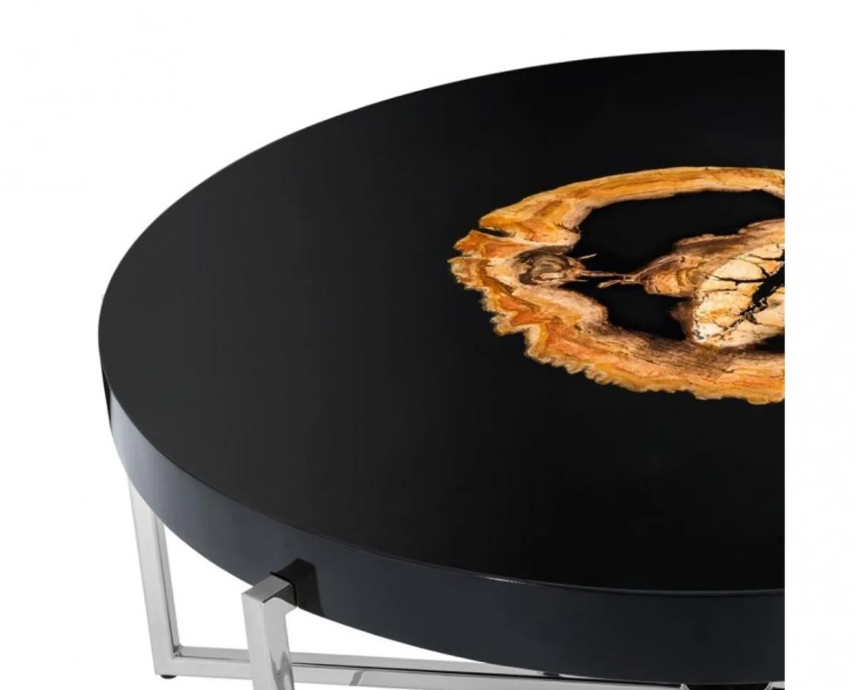 Casa Padrino luxury couch table / coffe table hollow steel nickel finish 91 x H 39 cm - luxury collection