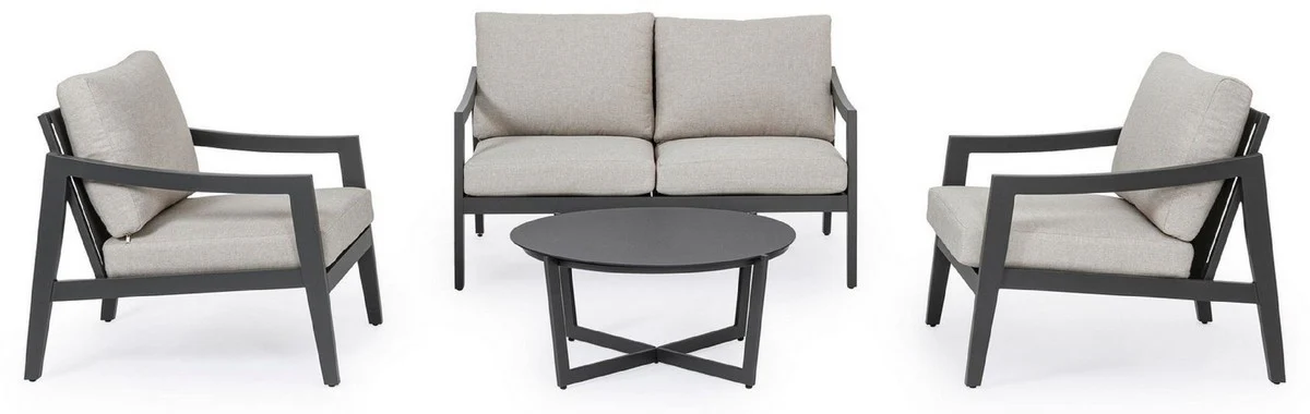 Casa Padrino conjunto de muebles de jard¨ªn de lujo gris / antracita - 1 Sof¨¢ de Jard¨ªn y 2 Sillones de Jard¨ªn y 1 Mesa de Jard¨ªn de Lujo - Muebles de jard¨ªn - Muebles de piscina - Muebles de lujo