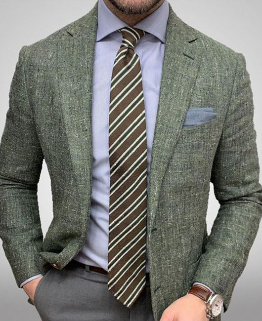 Business Textured Pattern Single Breasted Notch Lapel Blazer