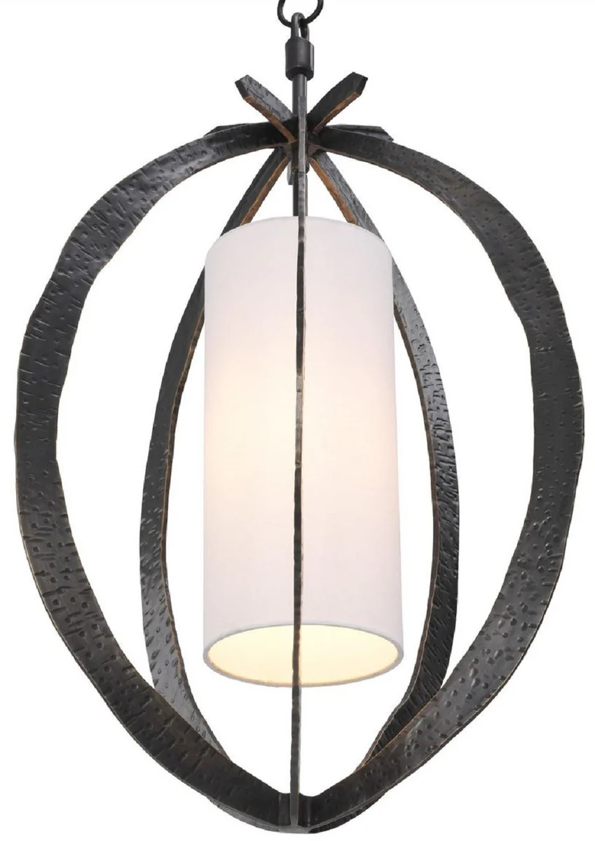 Casa Padrino lámpara de araña de lujo bronce Ø 44 x A. 72 cm - Lámpara de araña de metal con elegante pantalla de algodón - Lámpara de Salón