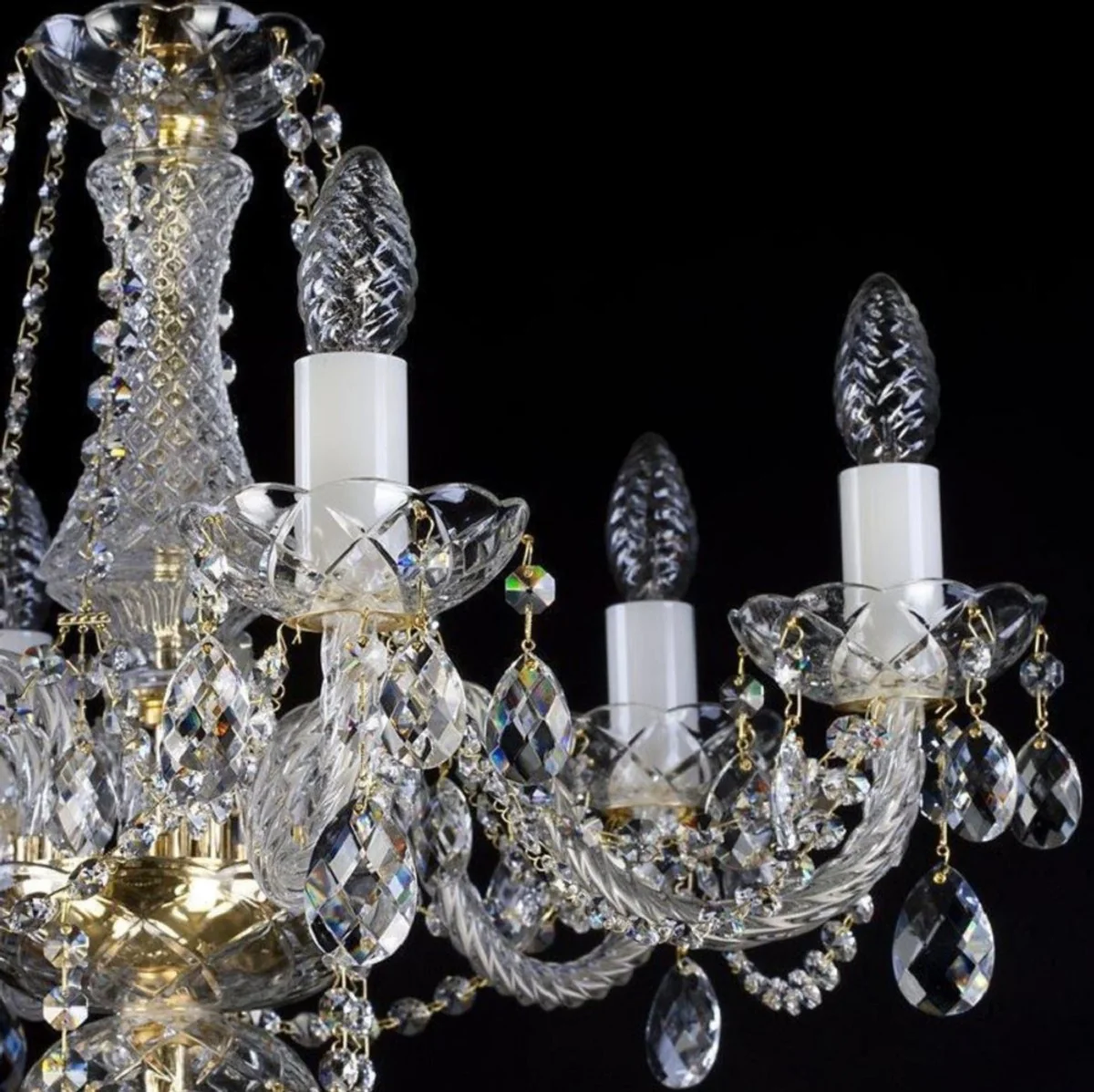 Casa Padrino lámpara de pie de cristal barroco de lujo oro Ø 60 x A. 180 cm - Magnífica lámpara de pie con cristal de Bohemia - Luces de cristal barroco