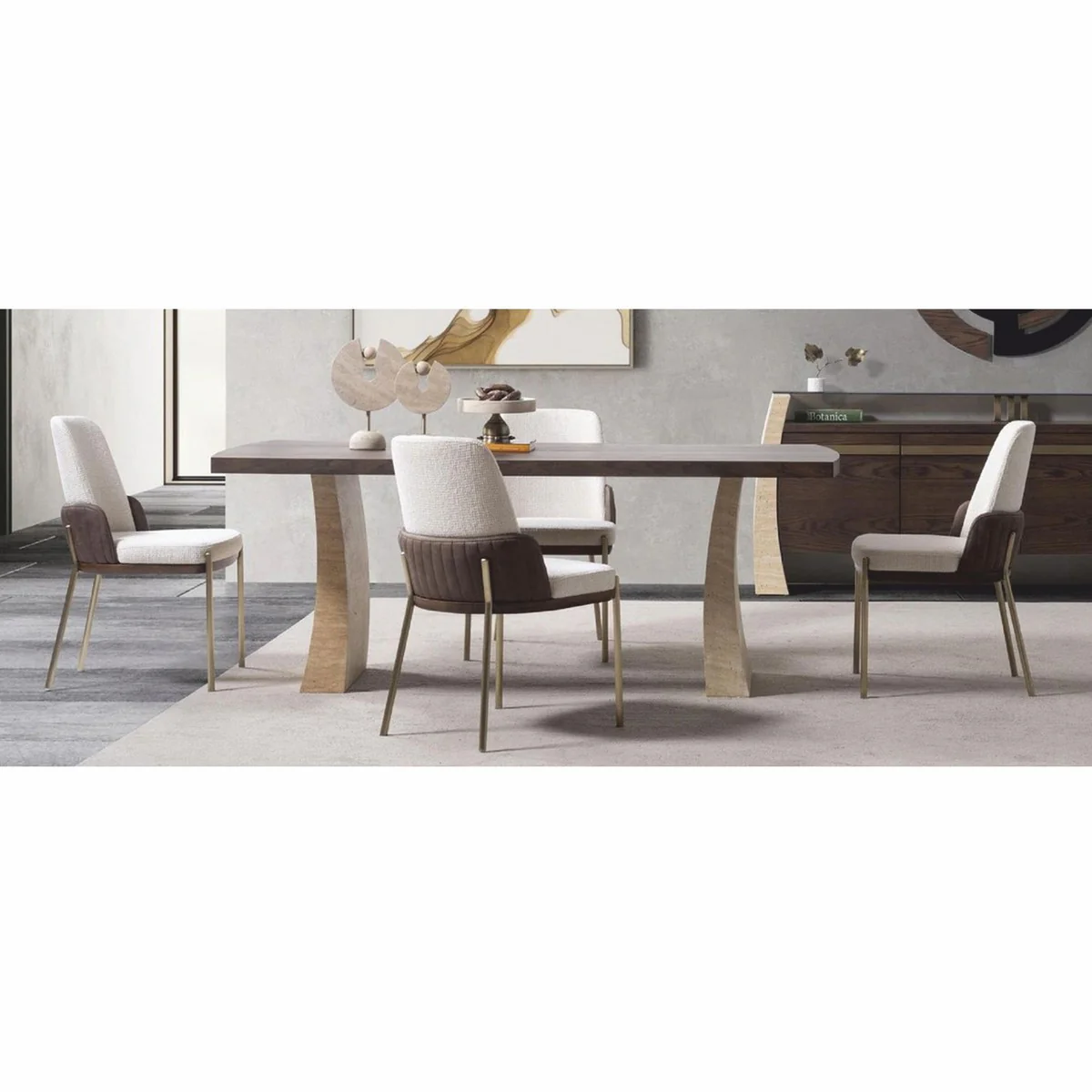 Casa Padrino mesa de comedor de lujo marr¨®n / beige 208 cm - Muebles de hotel y comedor