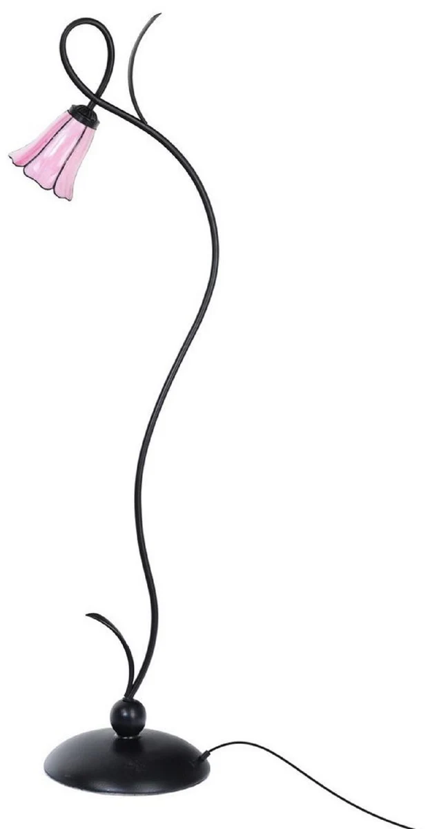 Casa Padrino L¨¢mpara de Pie Art Deco Tiffany Negro / Rosa A. 160,5 cm - Tiffany Lamps