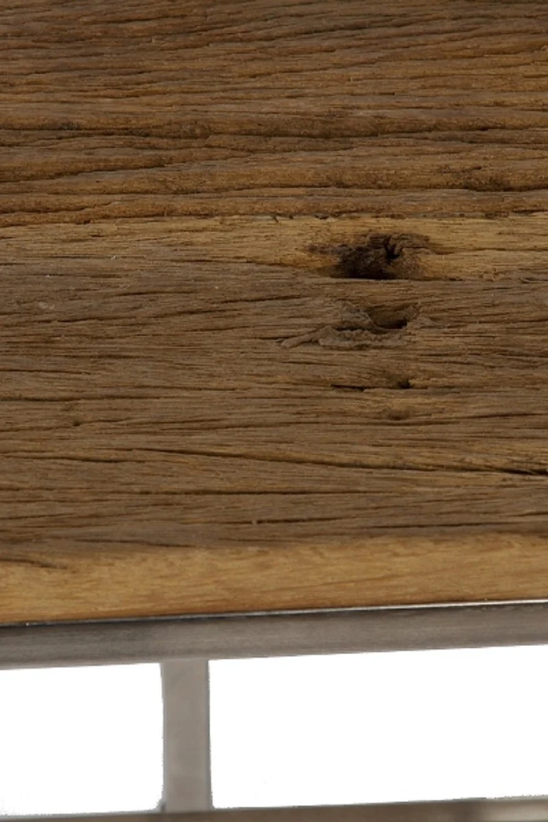 Casa Padrino conjunto de mesa auxiliar de lujo marr¨®n / plata 45 x 30 x H. 45 cm - Mesas Laterales con Base de Metal