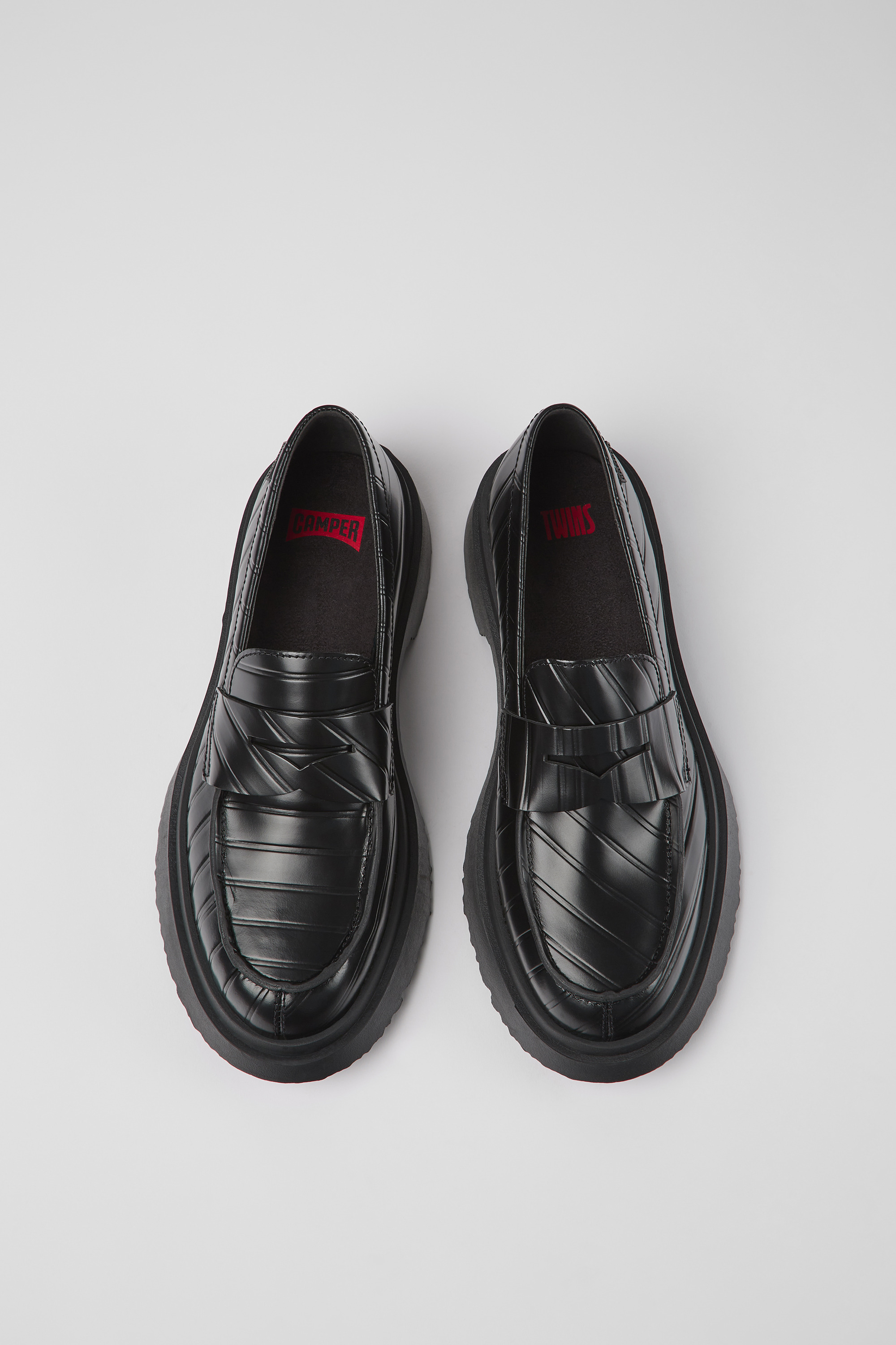 Twins - Black leather loafers for women