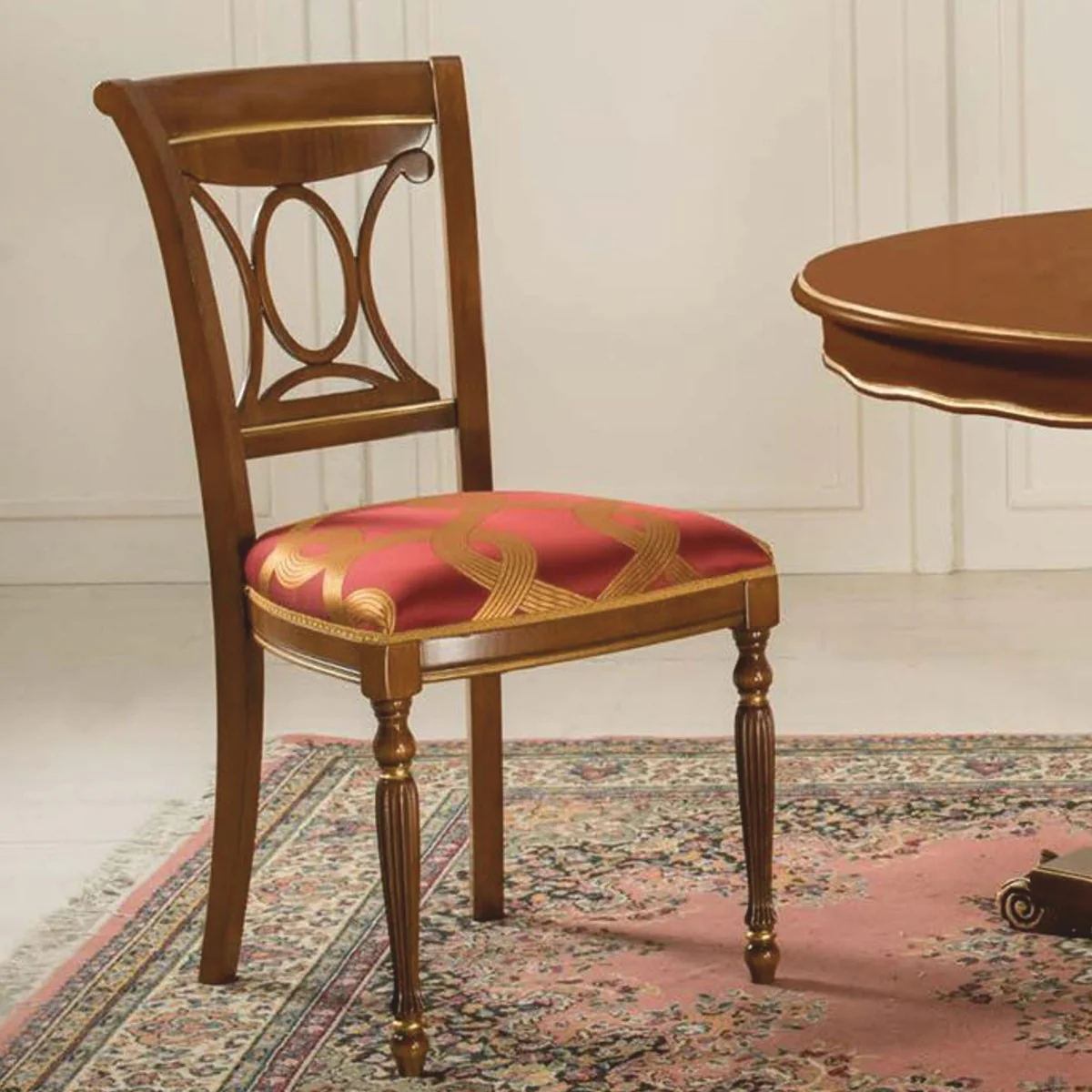 Casa Padrino Silla de Comedor Barroco de Lujo Rojo Burdeos / Oro / Marrón - Hecho en Italia