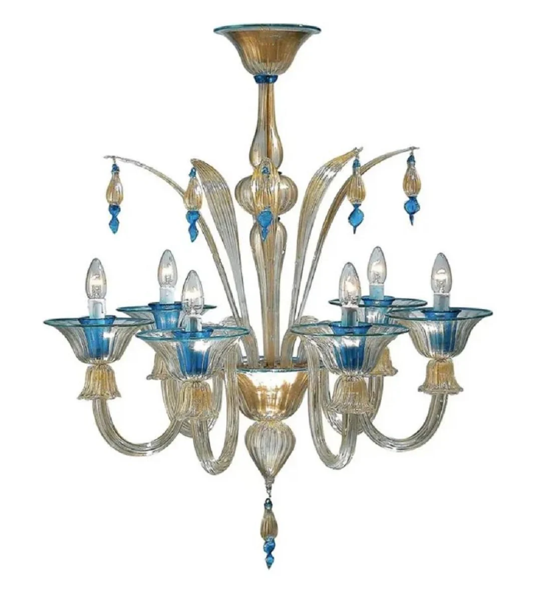 Casa Padrino ara?a de luces de cristal barroco de lujo oro / azul ? 75 x A. 90 cm - Hecho en Italia