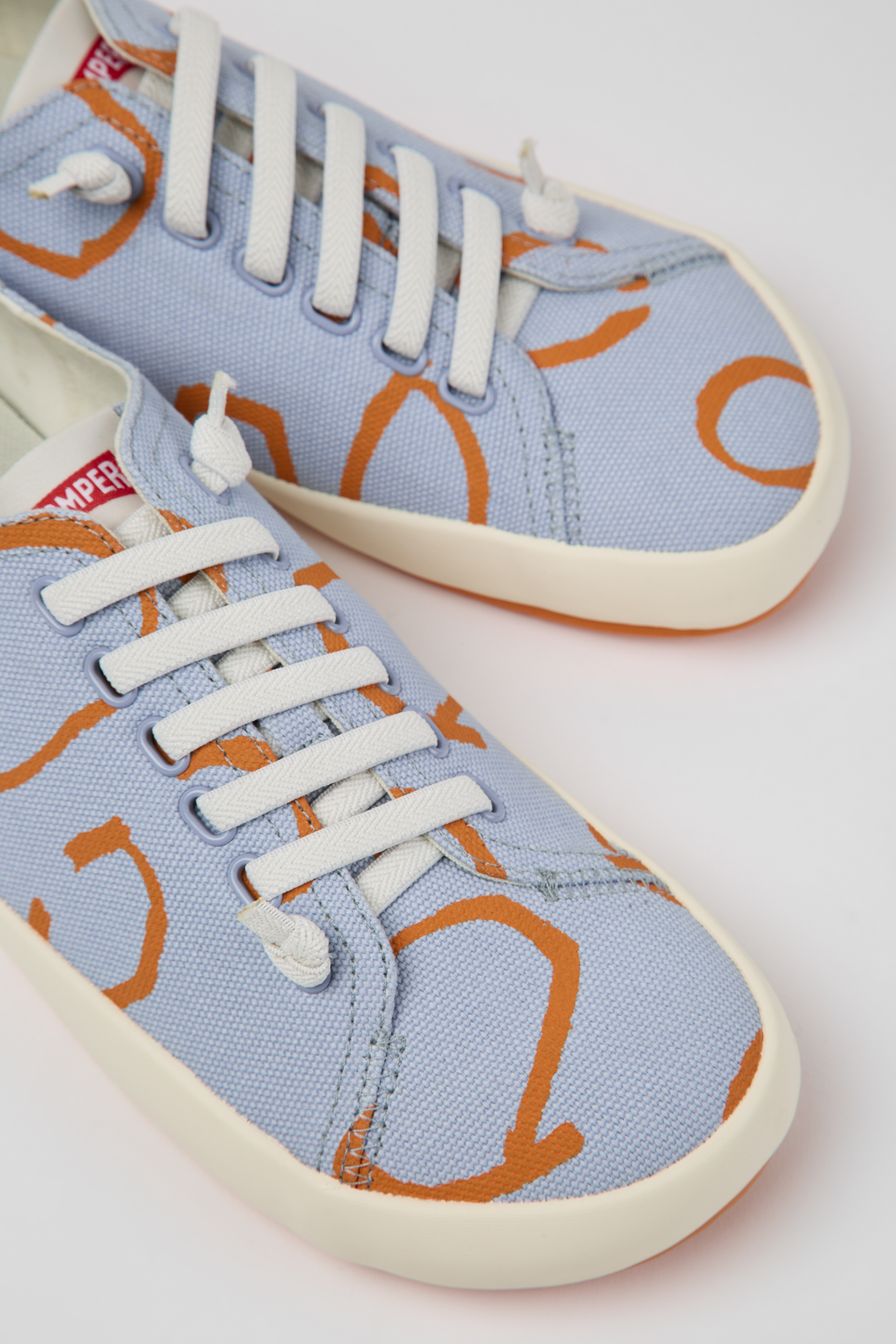 Peu Rambla - Blue and orange printed sneakers for men