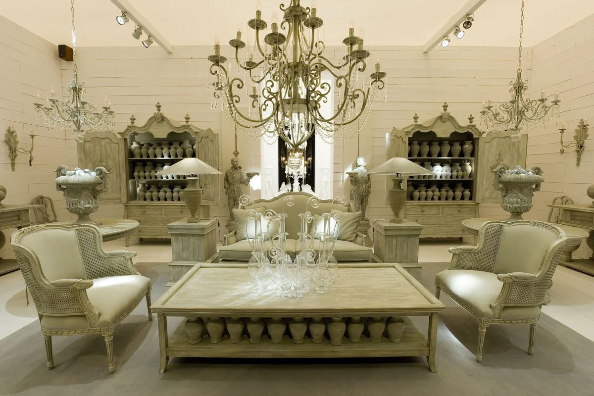 Casa Padrino sof¨¢ barroco de lujo gris / gris antiguo 185 x 95 x A. 111 cm - Sof¨¢ de sal¨®n con cojines decorativos - Muebles barrocos nobles