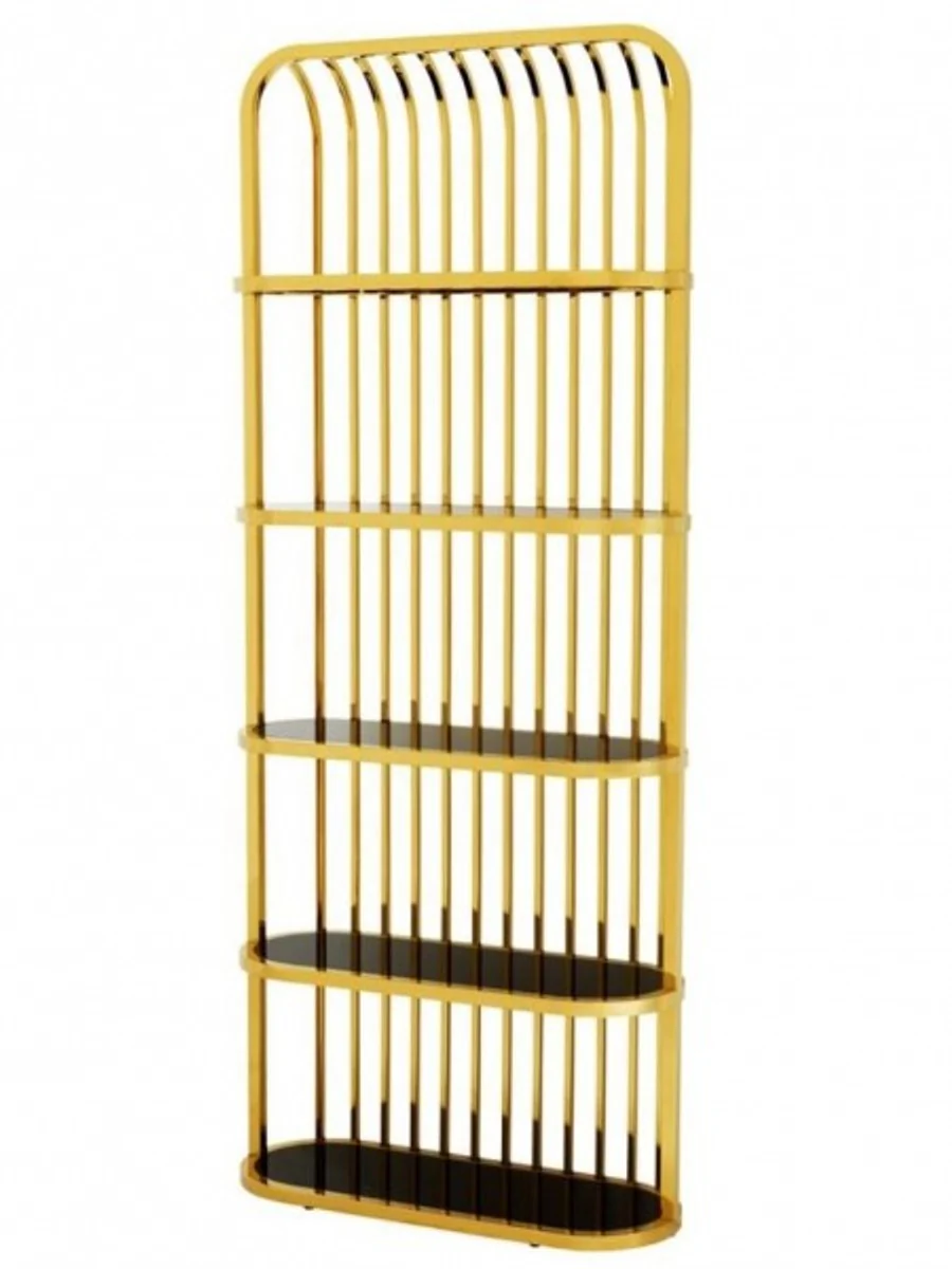 Casa Padrino luxury shelving cabinet gold with black glass - Luxury Collection