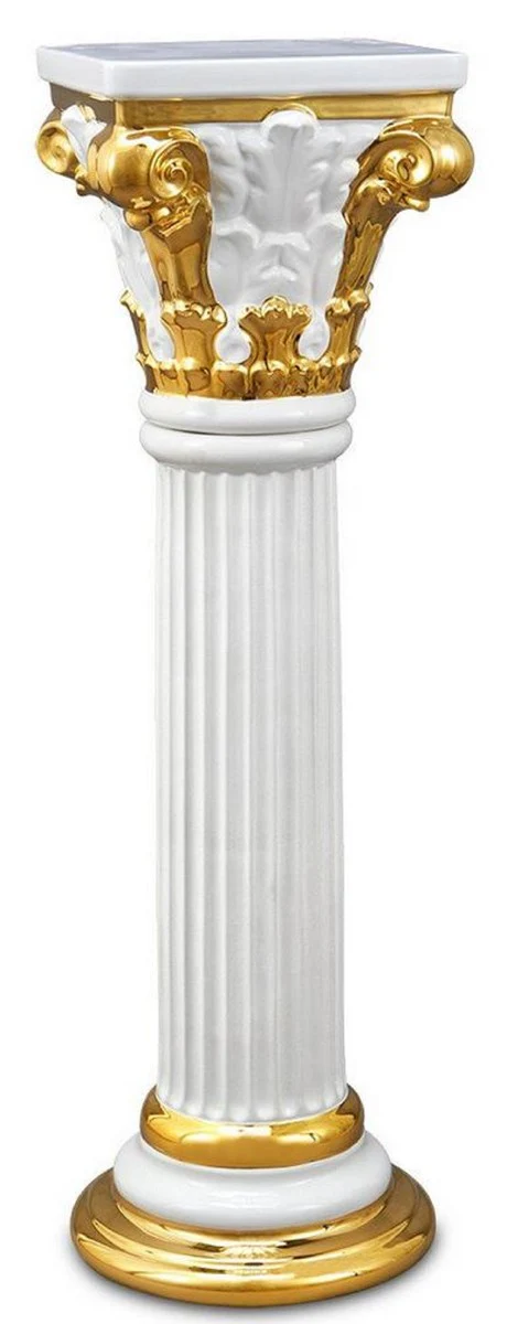 Casa Padrino pilar de cer¨¢mica barroco blanco / oro 28 x 28 x H. 88 cm - Muebles Barrocos