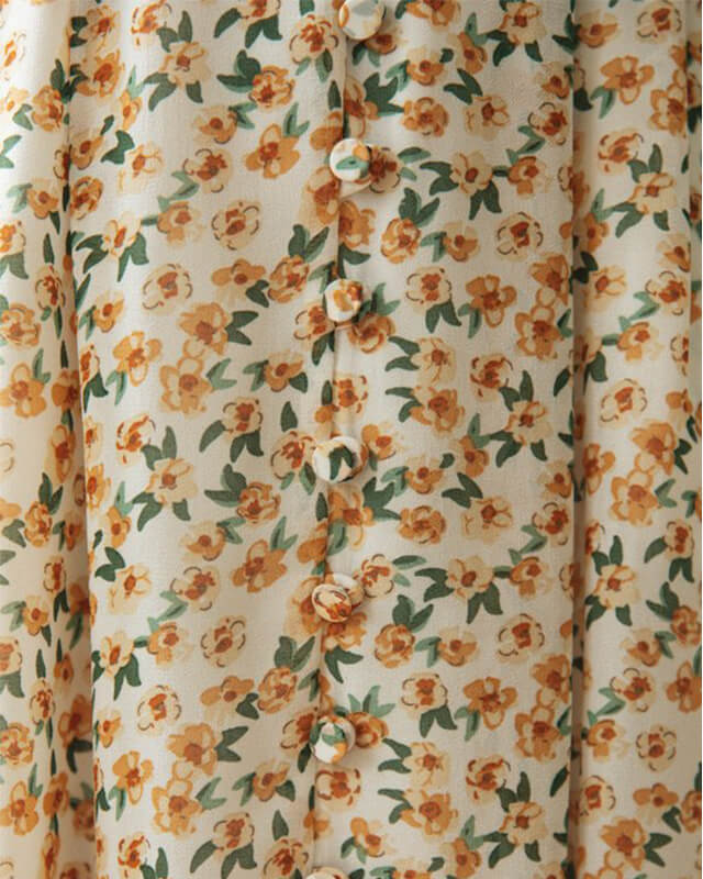 Women's Puff Sleeve Printed Slit Dress