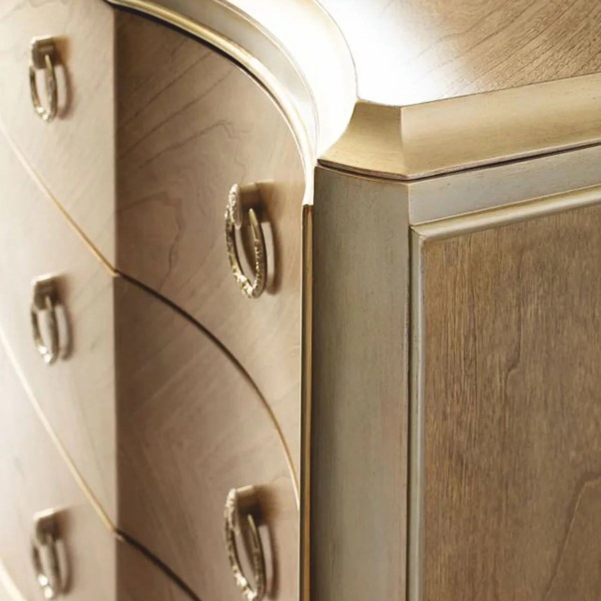 Casa Padrino c¨®moda barroco de lujo con 9 cajones marr¨®n / oro-champ¨¢n 185 cm