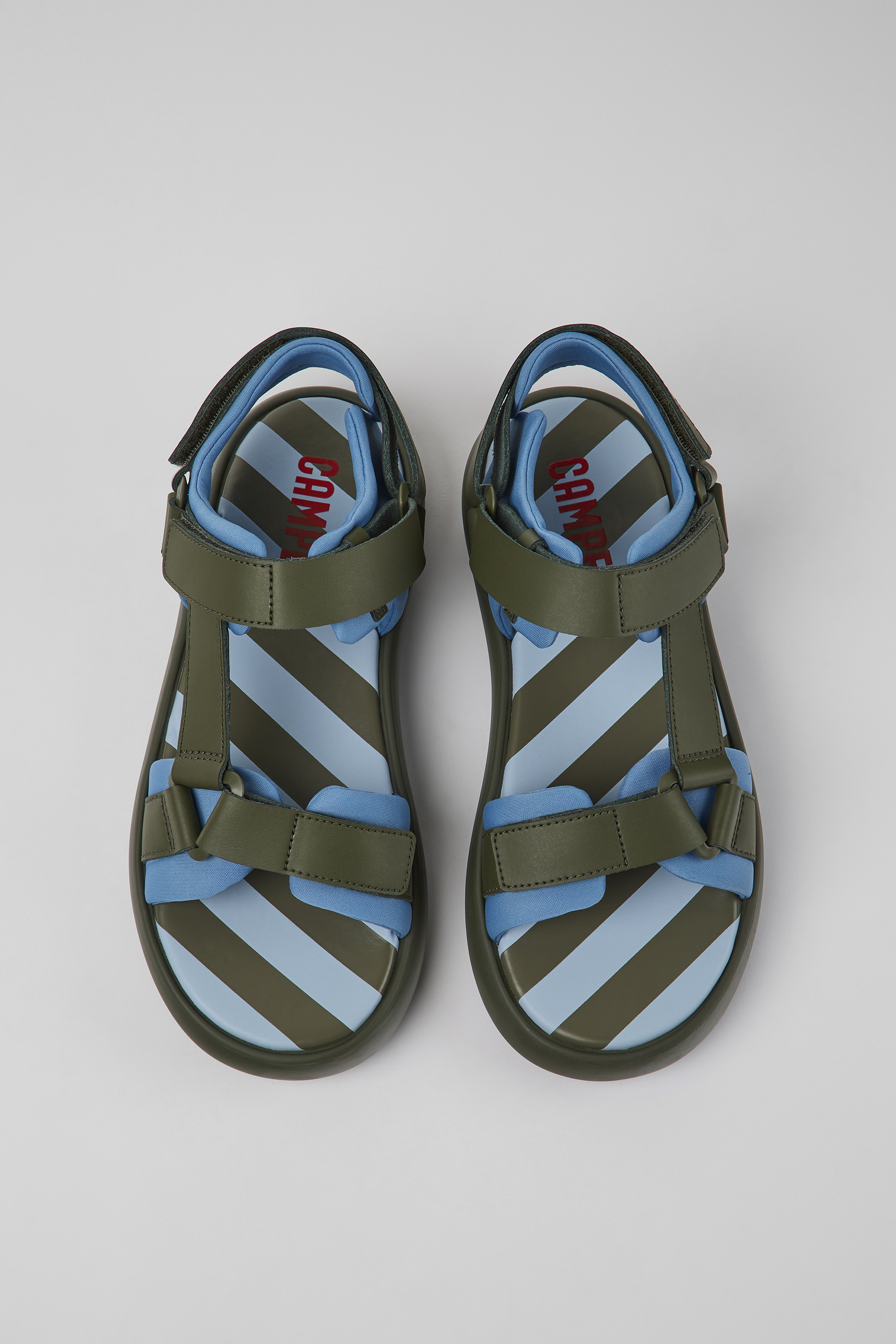 Pelotas Flota - Green and blue leather and textile sandals for men