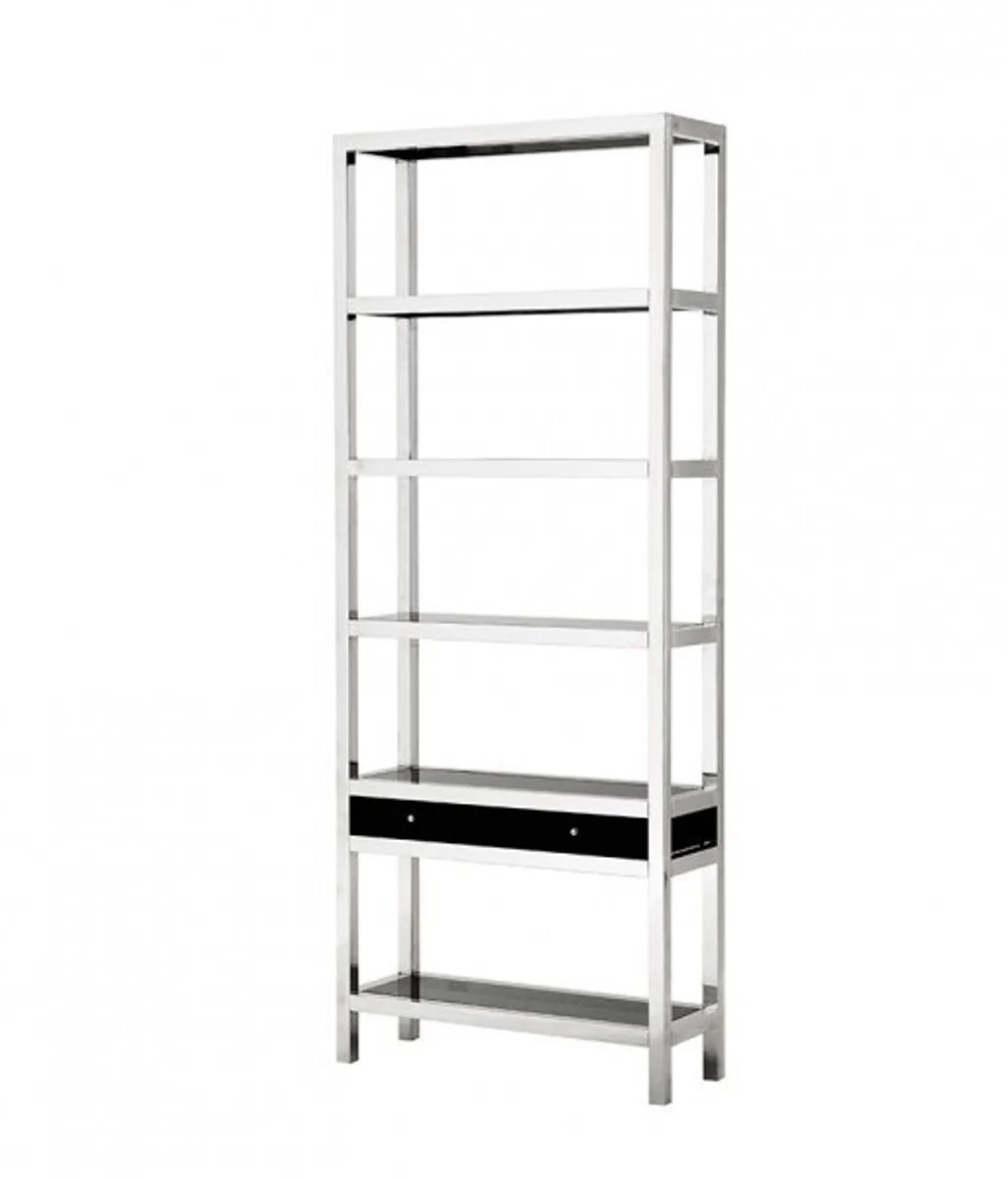 Casa Padrino luxury shelving cabinet with smoke glass and drawer - Luxury Bookshelf