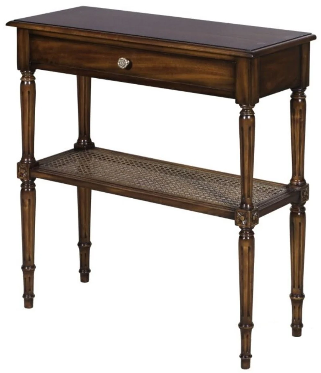 Casa Padrino mesa consola de caoba art nouveau de lujo con cajón marrón oscuro 71 x 28 x H. 76 cm - Consola en Estilo Art Nouveau Francés