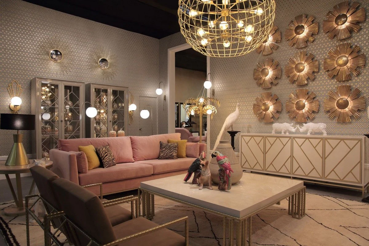 Casa Padrino vitrina de lujo gris 110 x 42 x A. 220 cm - Vitrina noble de madera maciza con 2 puertas de vidrio - Muebles de sal¨®n de lujo