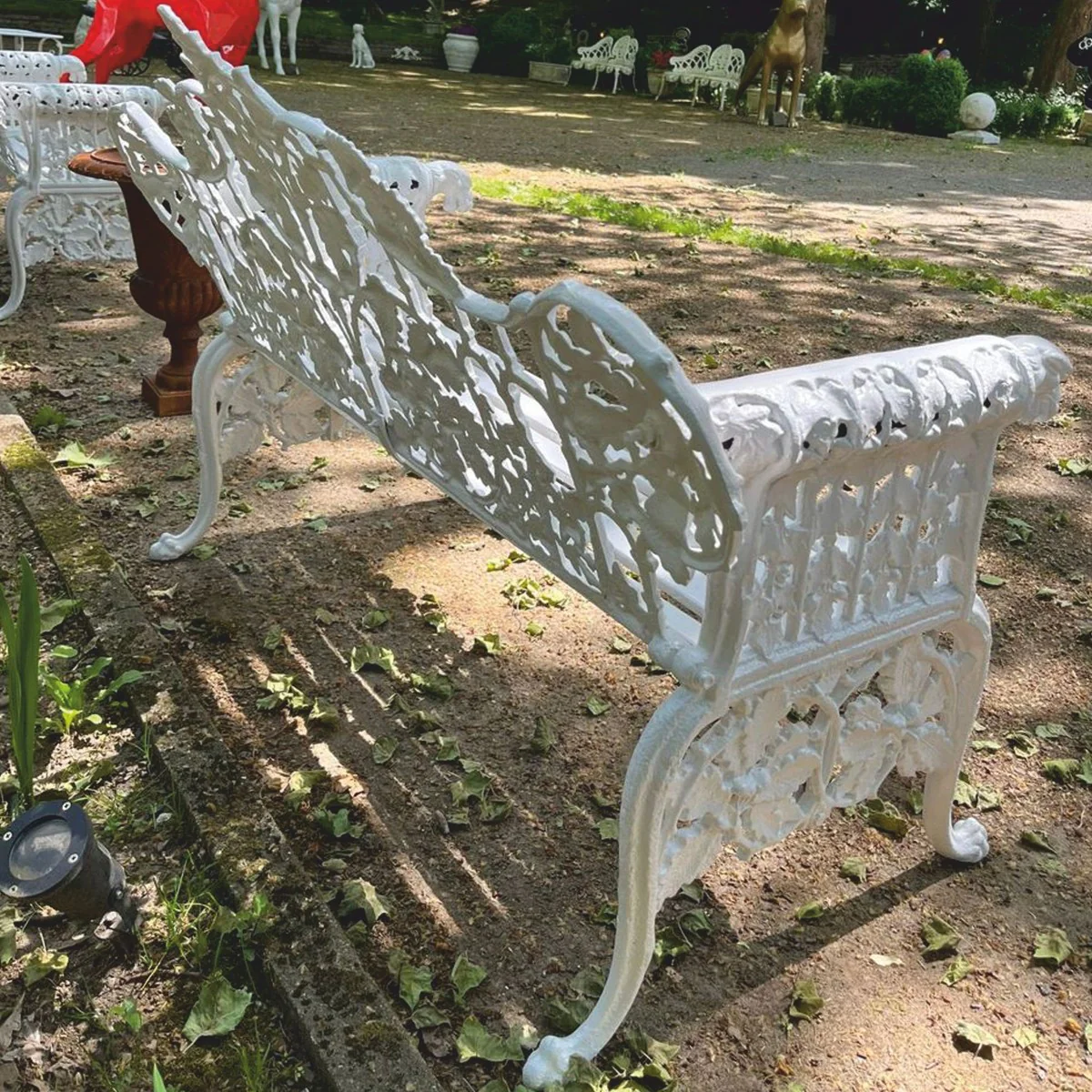 Casa Padrino banco de jard¨ªn barroco blanco 148 cm - Muebles de jard¨ªn barroco