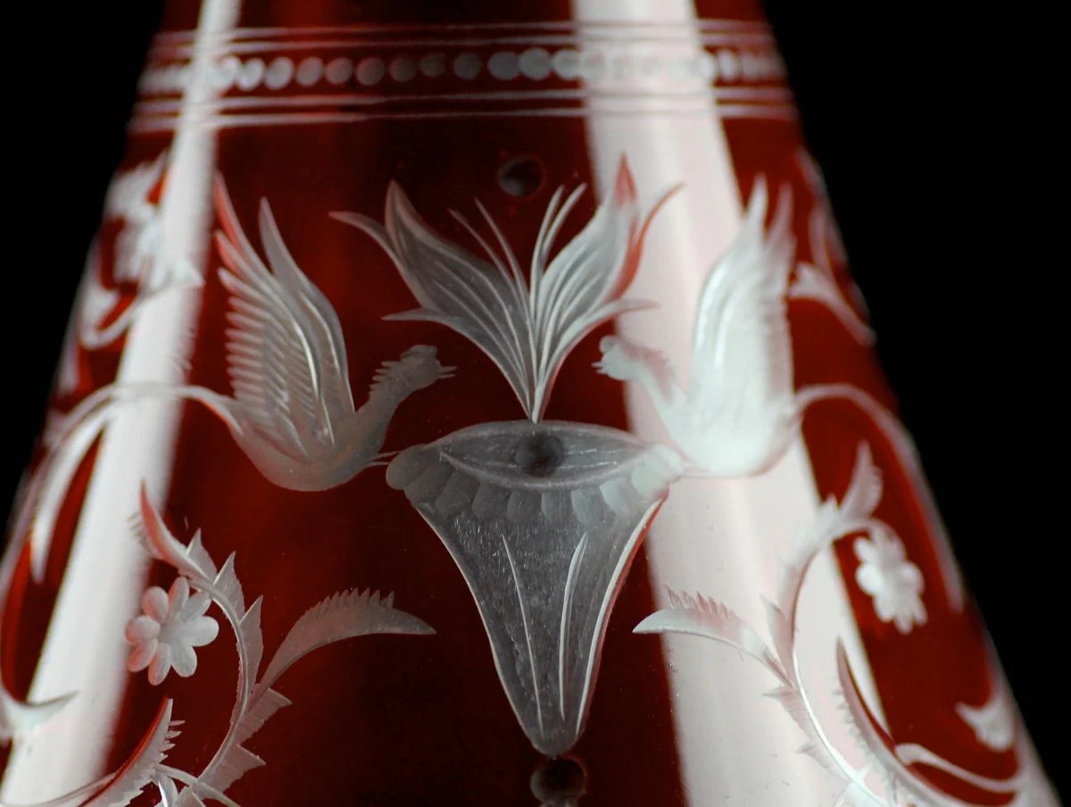 Casa Padrino jarra de vino de lujo rojo / plata ? 17 x A. 36 cm - Jarra de vidrio soplada y grabada a mano - Accesorios para Hoteles y Restaurantes - Calidad de Lujo