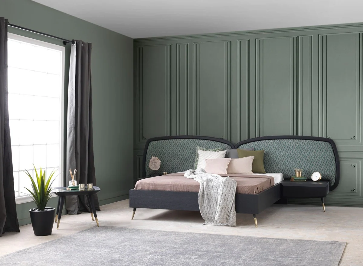 Casa Padrino mesa auxiliar de lujo negro / verde / lat¨®n antiguo 60 x 60 x A. 44 cm - Mesa cuadrada con tapa de m¨¢rmol - Muebles de sal¨®n - Muebles de hotel - Muebles de lujo