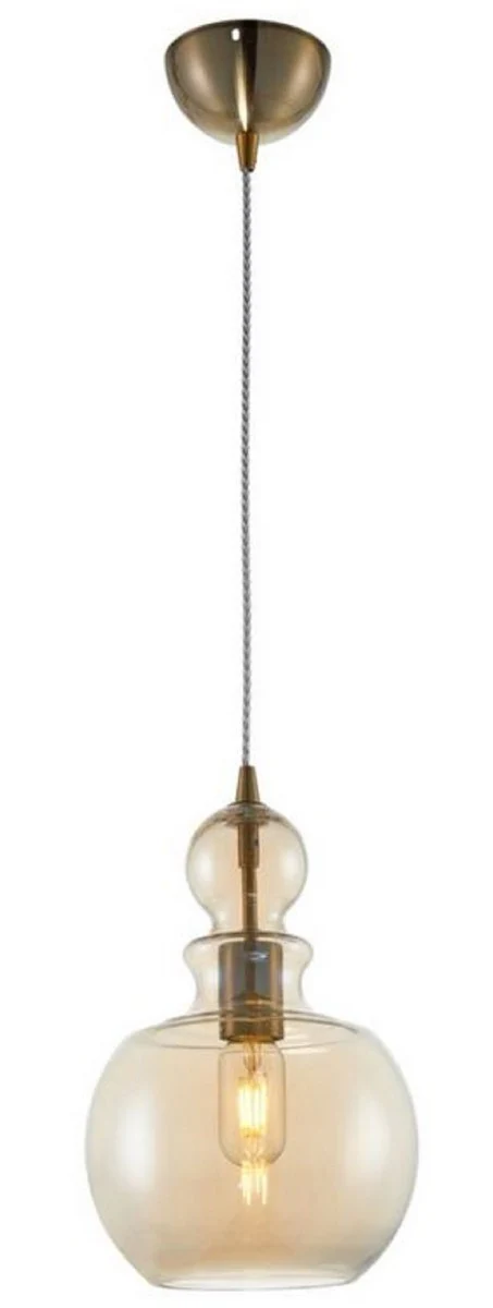 Casa Padrino lámpara colgante bronce / ámbar Ø 21,5 x H. 33,4 cm - Lámpara Colgante Ajustable en Altura