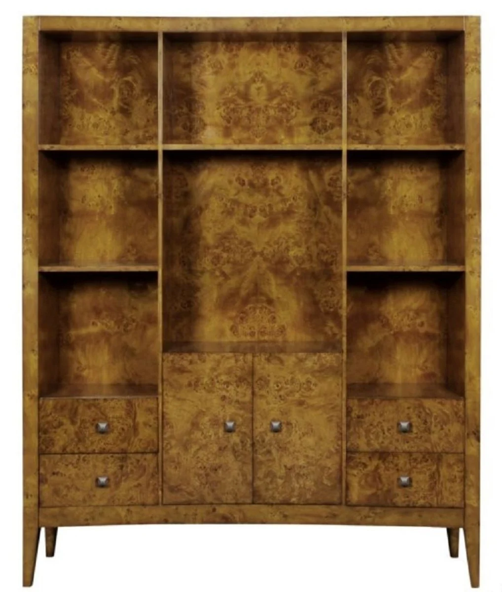 Casa Padrino armario de libros de lujo con 2 puertas y 4 cajones marr¨®n claro 150 x 35 x H. 190 cm - Armario de Oficina - Armario de la Sala de Estar - Calidad de Lujo