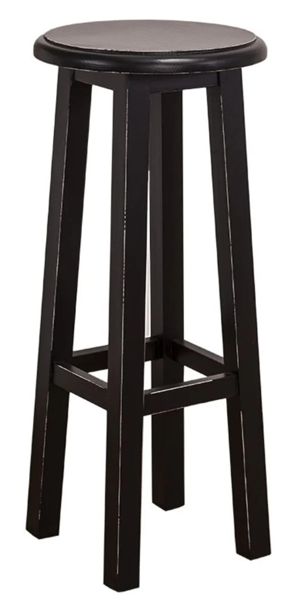 Casa Padrino Country Style Bar Chair Antique Style Black Ø 35 x H. 82 cm - Country Style Furniture