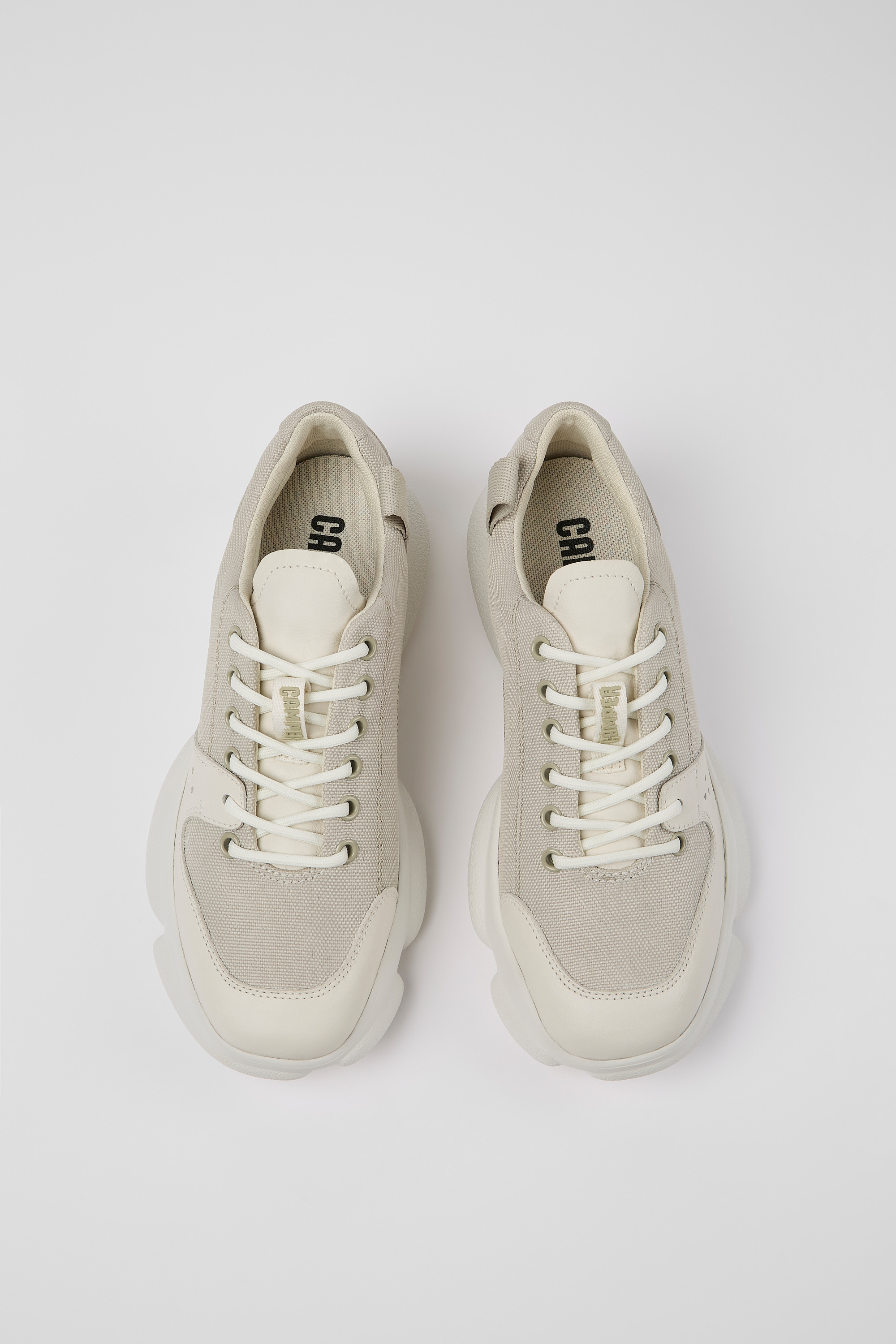 Karst - White leather and recycled PET sneakers for women