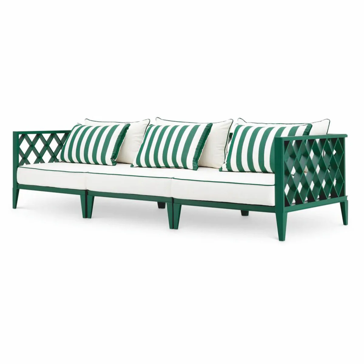 Casa Padrino sof¨¢ de jard¨ªn de lujo verde / blanco A. 275,5 cm - Muebles de jard¨ªn de exterior