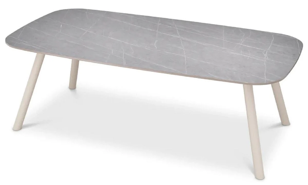 Casa Padrino mesa de jard¨ªn de lujo gris / arena 220 x 120 x A. 75,5 cm - Mesa de jard¨ªn rectangular con tablero de cer¨¢mica - Muebles de jard¨ªn y terraza - Muebles de exterior de lujo