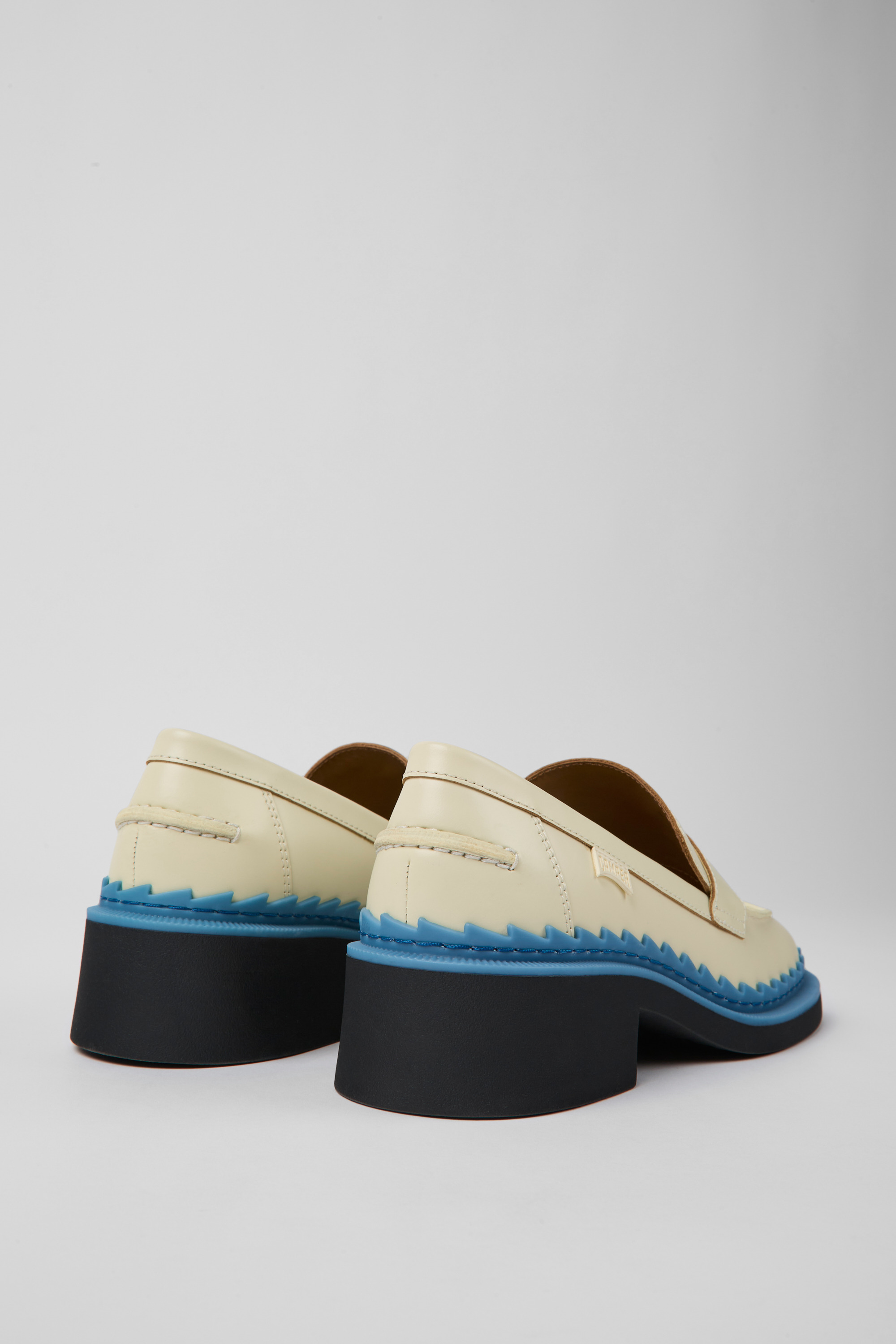 Taylor - White and blue leather loafers for women