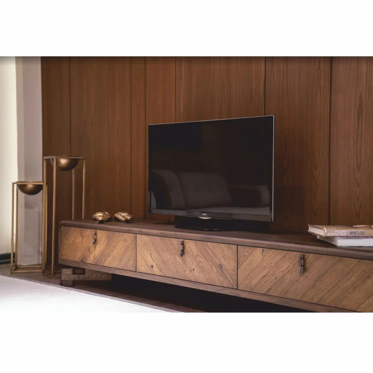Casa Padrino gabinete de TV de lujo con 3 cajones marr¨®n 240 cm - Muebles de sal¨®n y hotel