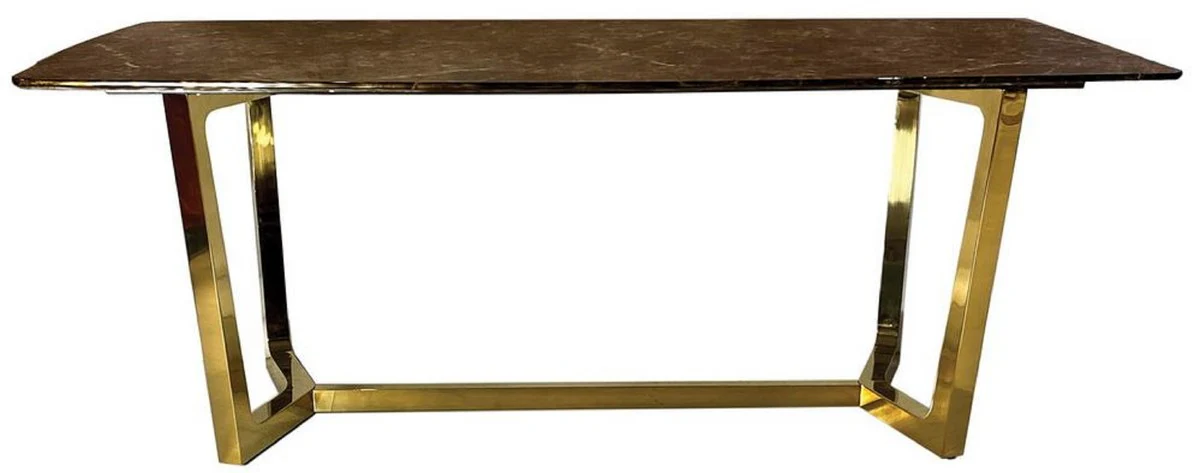 Casa Padrino mesa de comedor de lujo marr¨®n / oro 200 x 100 x A. 75 cm - Mesa de comedor con tapa de m¨¢rmol artificial - Muebles de comedor - Muebles de lujo - Interiores de lujo