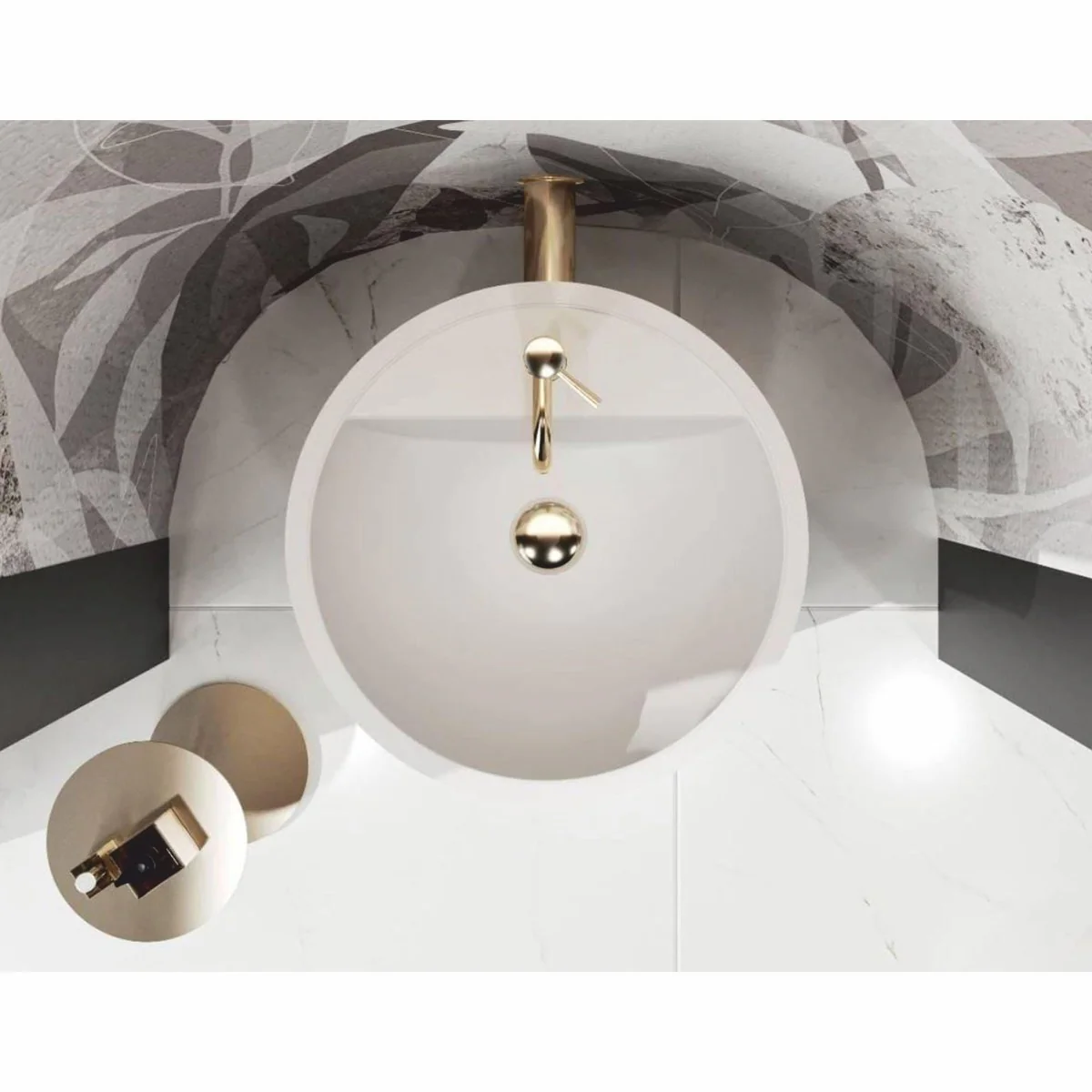 Casa Padrino lavabo de pedestal de lujo blanco Ø 46 x A. 88 cm - Accesorios de baño